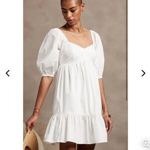 Banana Republic White Puff Sleeve Dress